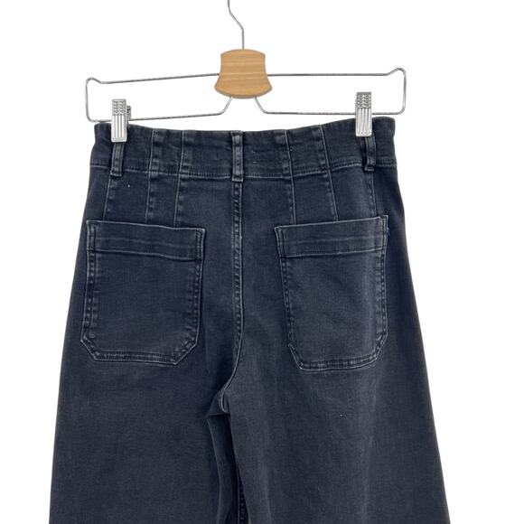 Anthropologie Pilcro The Skipper Jeans Wide Leg Crop Black Size 27P Petite - Picture 8 of 13